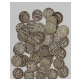 Fifty mixed date silver Mercury Dimes $5.00 face