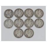 United States  Silver  $5 Ten Mixed Date Barber Ha