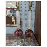 Pair of Etched Glass Table Lamps
