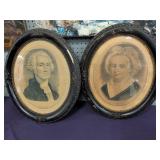 Oval framed George and Martha Washington print