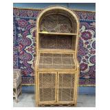 Wicker Storage Cabinet with Shelves and Doors