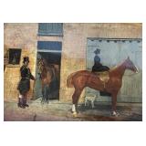 19th Century Equestrian Stable Scene, O/C/B, 18"x1