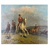 O/C by Viski J, Fox Hunting Scene, 29"x24"