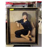 MCM Oil on Board "Woman in Black" Illegibly Signed