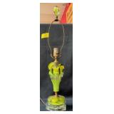 2 ball St Clair green and yellow art glass lamp wi