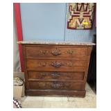 Wooden Dresser with Marble Top and Grape Embellish