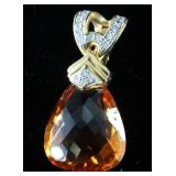 Stark 18K Diamond & Citrine Pendant/Enhancer