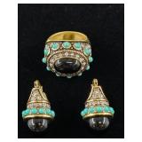 Heidi Daus "Rhapsody in Hues" Ring & Earrings