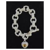 Judith Ripka Sterling Bracelet w/ Citrine Pendant