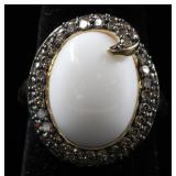 14K Angel Skin Coral & Chocolate Diamond Ring