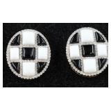 14K Checker Board Earrings