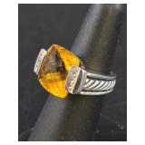 David Yurman Citrine & Diamond Cable Ring