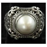 Sarda Sterling Mabe Pearl Ring