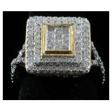 14K Diamond Square Statement Ring