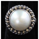 Robert Manse Stering 18K Mabe Pearl Ring