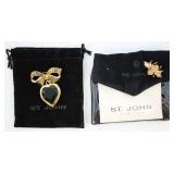 Two St. John Brooches--Heart & Bee