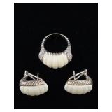 Judith Ripoka Steling White Agate Ring & Earrings