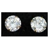 14K Cubic Zirconia 1 Carat Stud Earrings