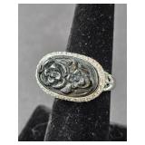 14K Onyx Diamond & Peridot Ring