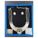 Heide Daus Art Deco Crystal & Faux Pearl Necklace