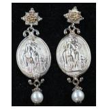Tagliamonte Sterling 14K Cameo & Cultured Pearl Ea