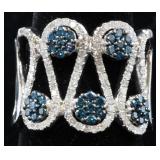 14K White & Blue Diamond Cocktail Ring