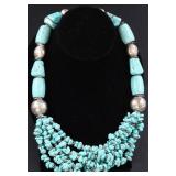 Unmarked Silver & Turquoise Navajo Necklace