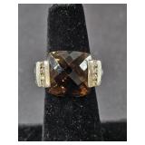 David Yurman Sterling Smoky Quartz Diamond Ring