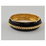 St. John Black Enamel Bangle Bracelet