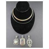 Mixed Lot of Sterling Pendant/Enhancers and Choker