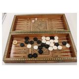 Marquetry & Mother-of-Pearl Inlaid Backgammon Set