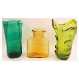 Three Handblown MCM Glassware