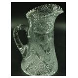 Cut Glass Pitcher; (Signed Clark)