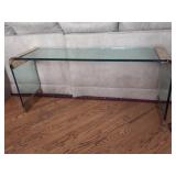Hollywood Regency Waterfall Glass & Brass Console