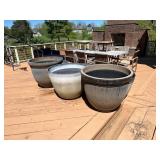 Six Plastic Half Barrel Flower Pots