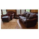Three-Piece Dark Brown Leather Seating Group ï¿½ Thr