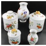 Royal Worcester "Evesham Vale" Canister Set & Vase