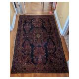 Antique Persian Sarouk Rug ï¿½ Deep Indigo Ground wi