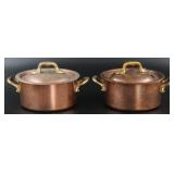 Two French Copper 5" Diameter Saucepans