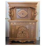 Renaissance Revival Carved Oak Court Cupboard / Dr