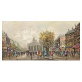 Large Framed Paris Street Scene Oil Painting by St