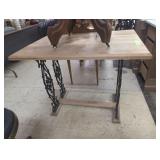 Custom Wood Table with Decorative Cast Iron Base