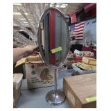 Double-Sided Oval Vanity Mirror on Standing Chrome