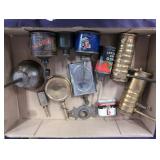 Assorted Collection of Metal Oil Cans and Lubricat