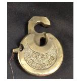 Brass Padlock with Key and Stamped West Baking Co.