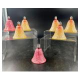 Set of 7 Glitter Decorated Light Bulb Shaped Bell