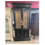 Black Lacquered Chinoiserie Display Cabinet with G