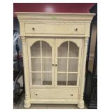 Cream Distressed Finish Wooden Armoire Cabinet wit
