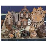 Assorted Wooden and Metal Match Safes and Wall Poc