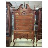 Chippendale Style Cherry Highboy Dresser with Brok